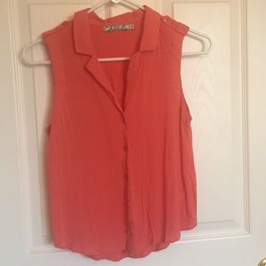 Chloe K Orange sleeveless blouse.